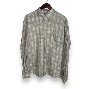 Peter Millar Sage Green 100% Linen Button Up Shirt Size L